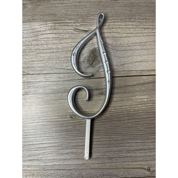 Wedding Large I Silver Finish Monogram Initial Rhinestones Cake Topper - Picture 2 of 5